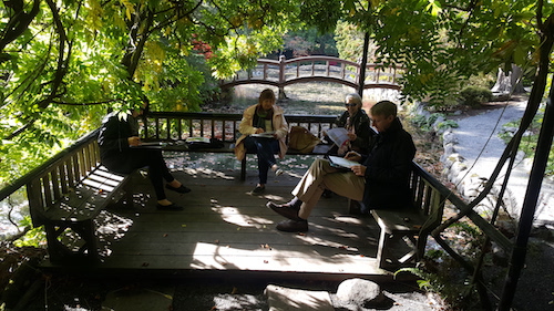 2018 peer-to-peer learning exchange at Royal Roads University in Japanese Gardens