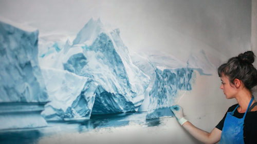 Screenshot from Zaria Forman TEDTalk, "Drawings that show the beauty and fragility of Earth"