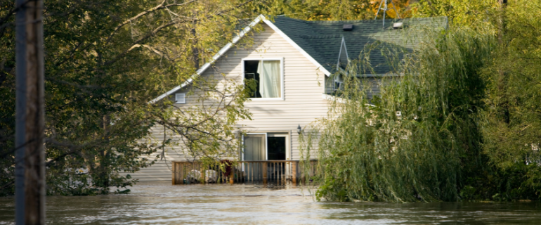 House underwater in flood