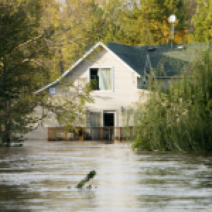 House underwater in flood