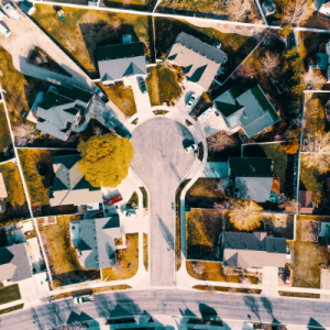 Aerial view of houses