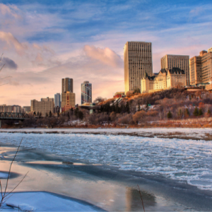 downtown Edmonton sunrise