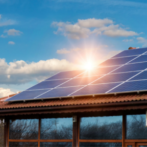 Solar panels on house roof