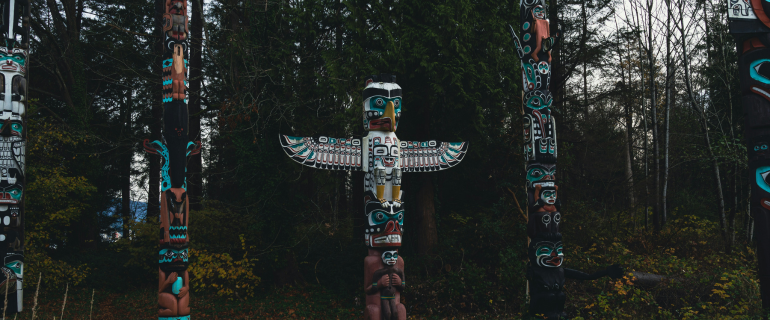 Indigenous totem poles. Photo source: Galen Crout from Unsplash