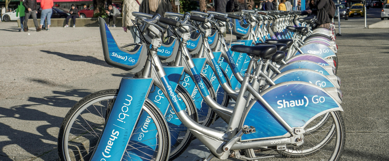 Mobi bikes: Vancouver's public bike-share system. Image Credit: Cheweeol Kim