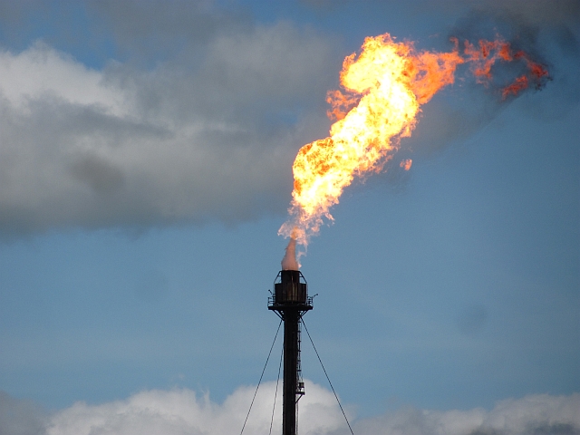 Flare stack contributing to air pollution